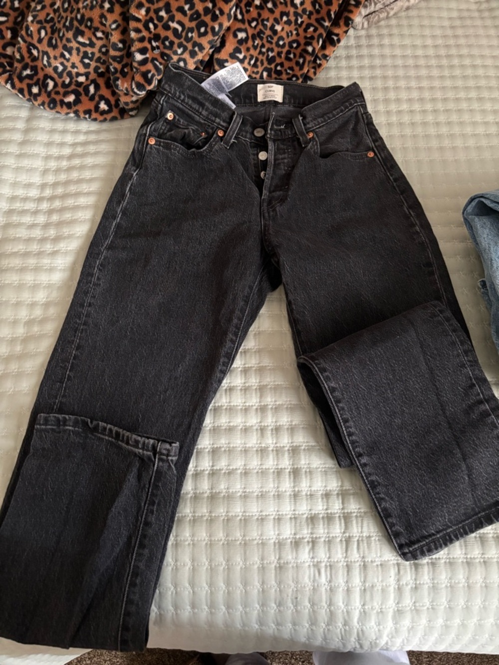 Levi's Black Straight Leg Button-Fly Jeans